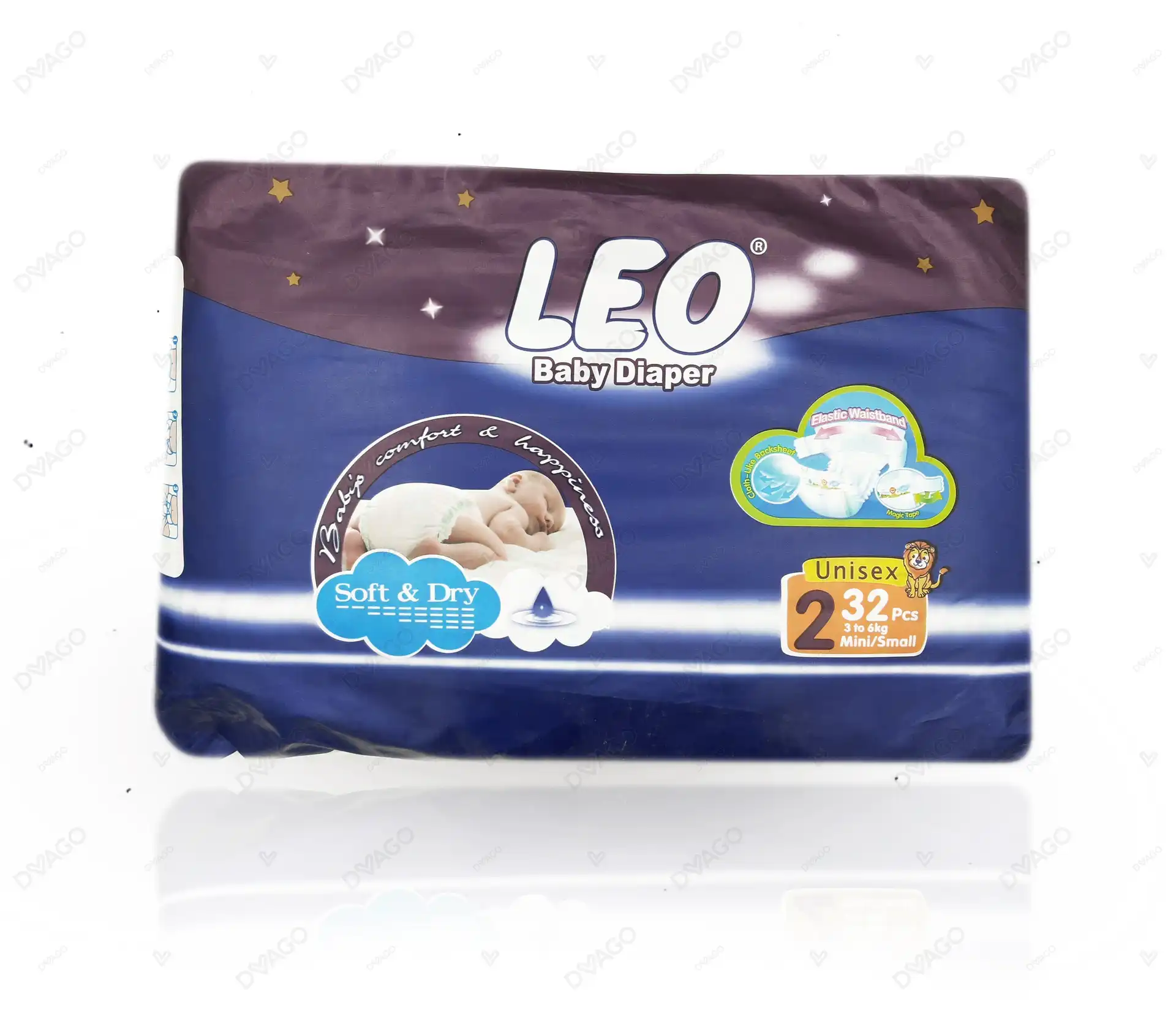 Leo Baby Diapers Regular Pack Small Size 2 32Pcs